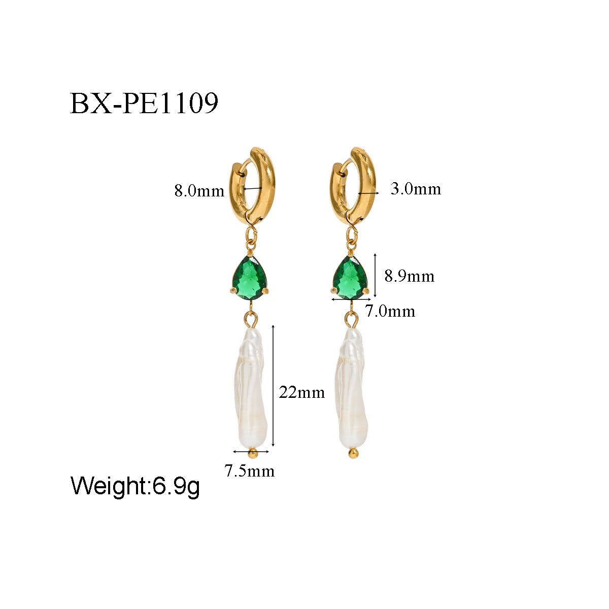 Freshwater Pearl & Coloured Stone Drop Earrings - Purlstique
