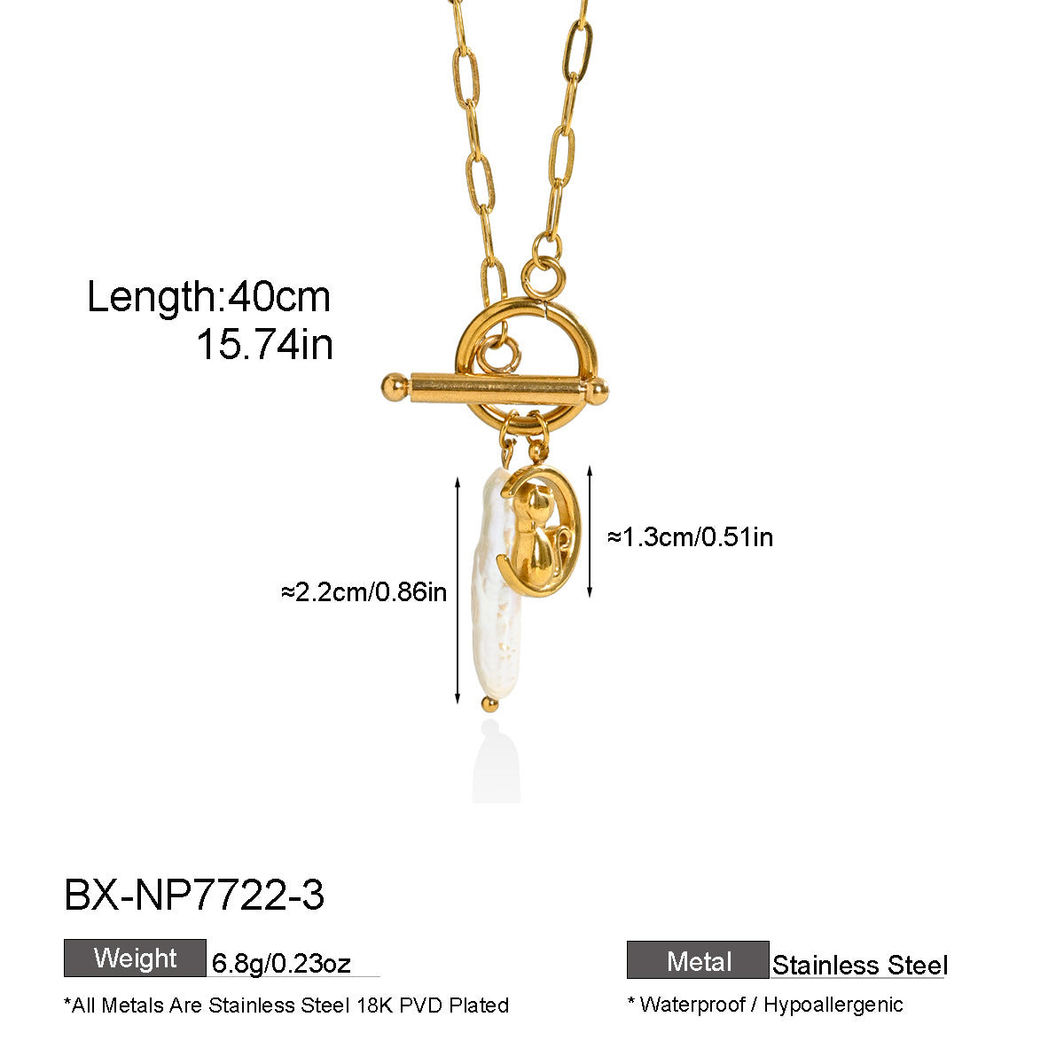 Freshwater Pearl Toggle Pendant Necklace - Purlstique