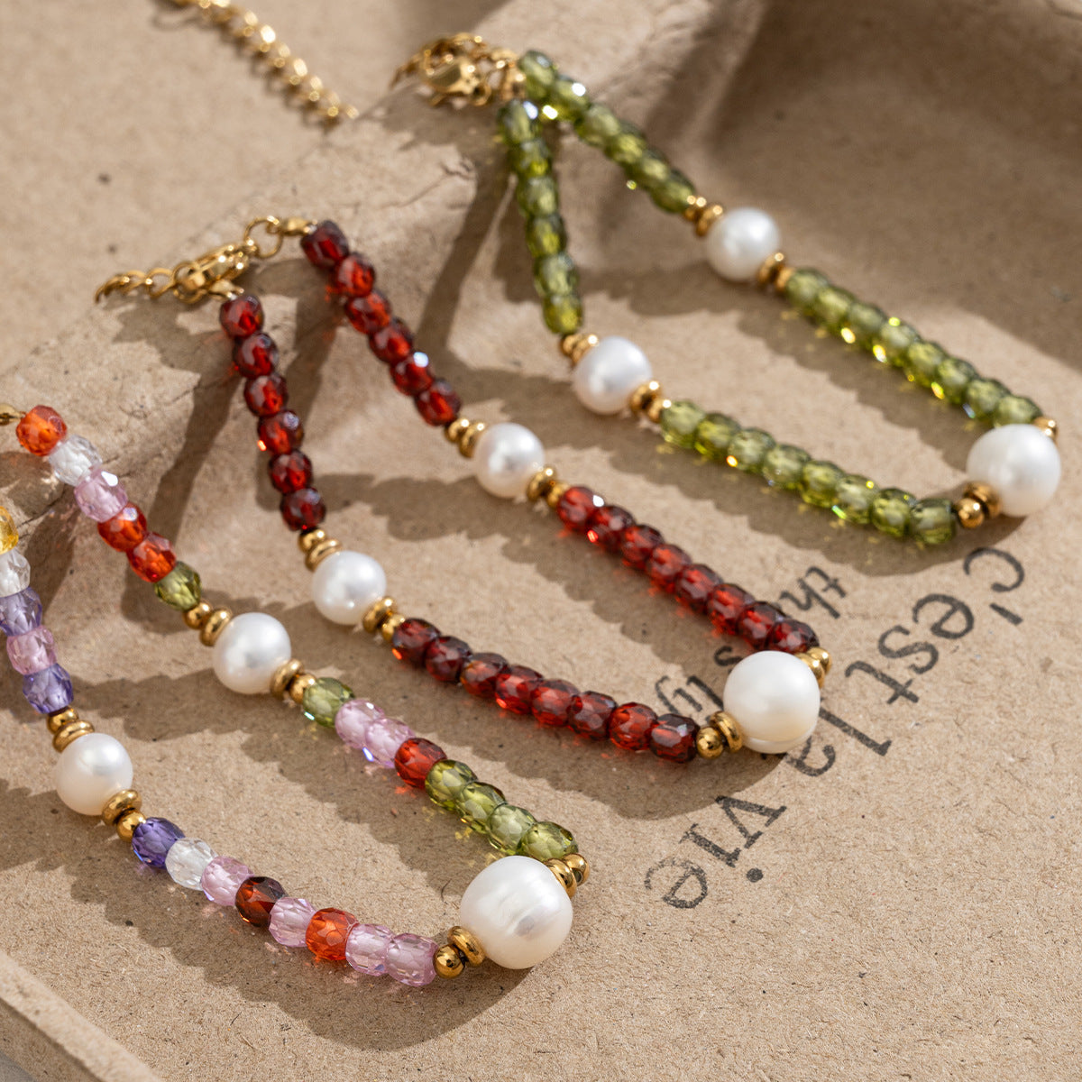 Freshwater Pearl & Coloured Zircon Bracelet