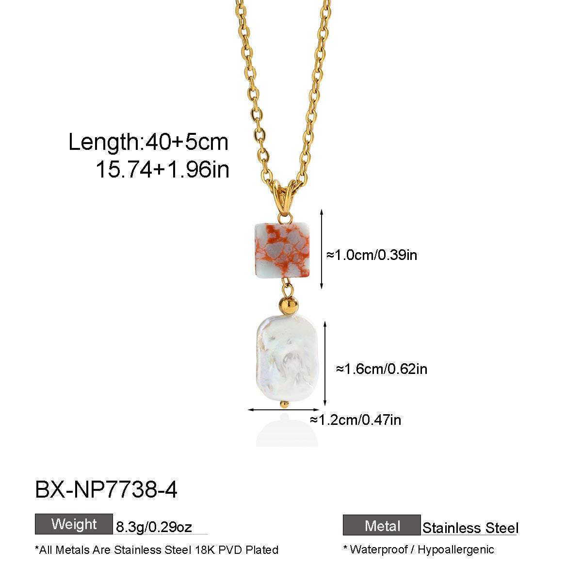 Freshwater Pearl & Coloured Stone Pendant Necklace - Purlstique
