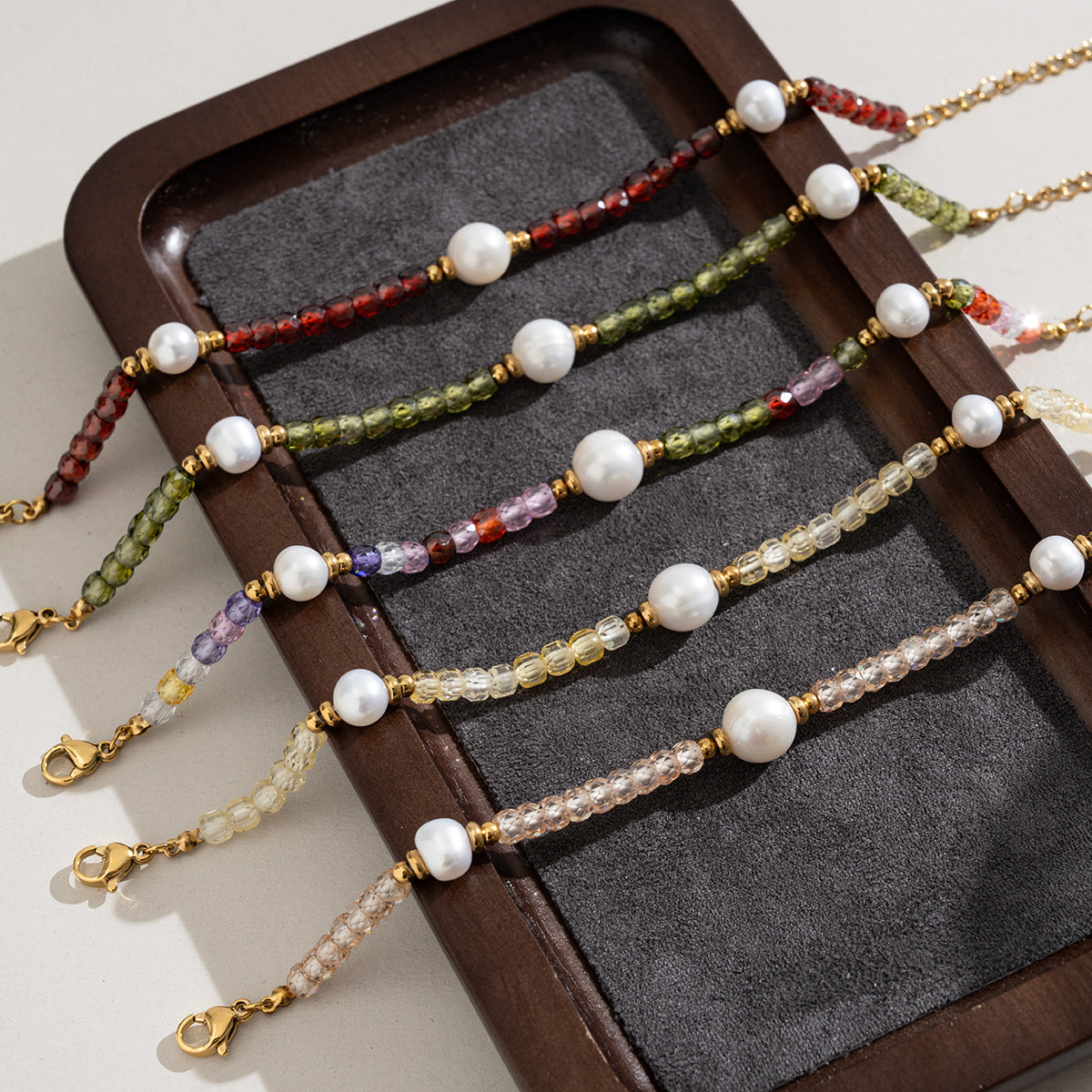 Freshwater Pearl & Coloured Zircon Bracelet