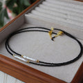 Black Spinel Baroque Pearl Collarbone Necklace | Minimalist Luxury | Handmade | Gold Detail