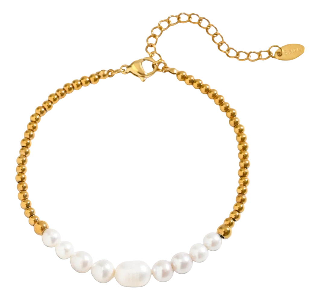 Baroque & Freshwater Pearl & Gold-Tone Beaded Bracelet