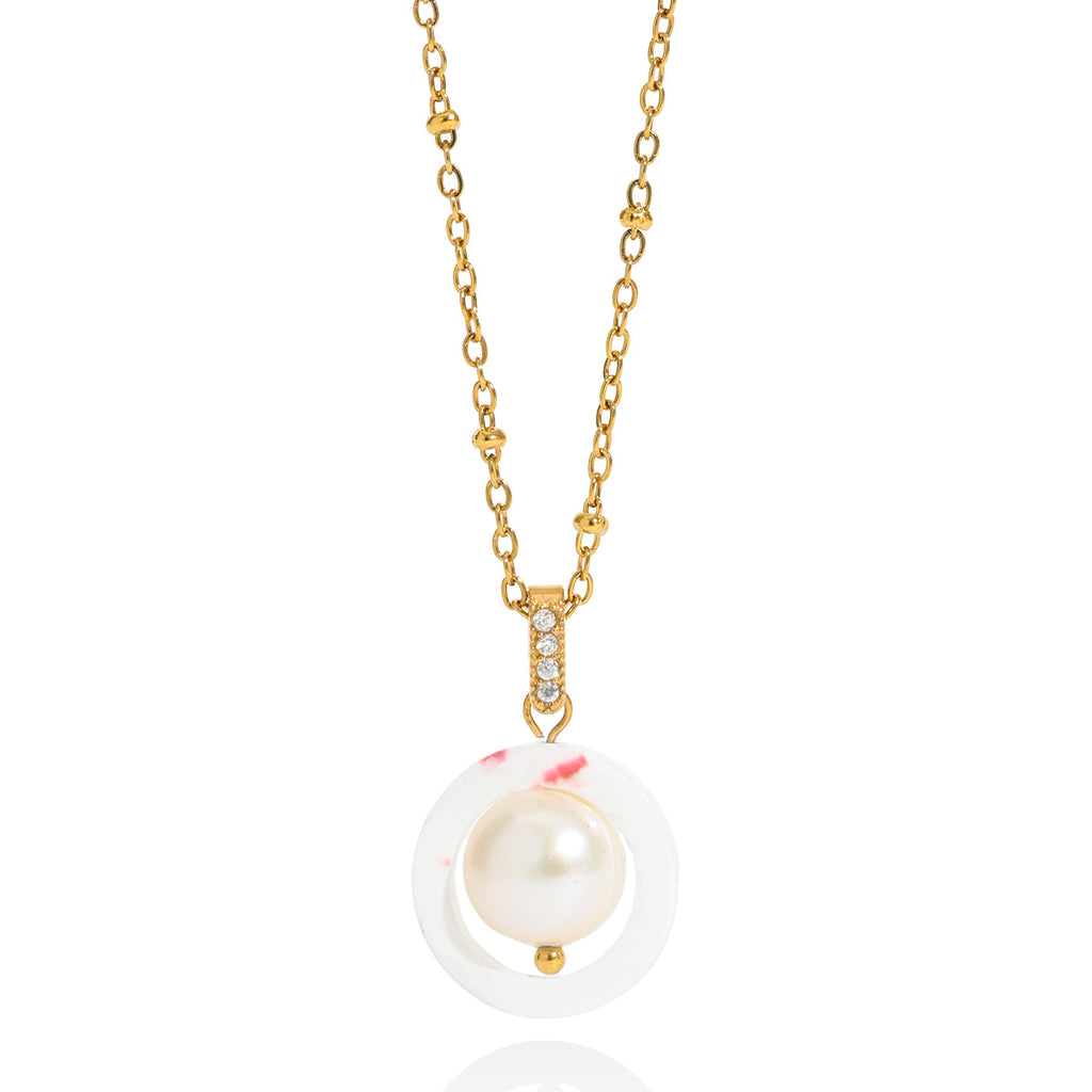 Baroque Freshwater Pearl & Zircon Pendant Necklace