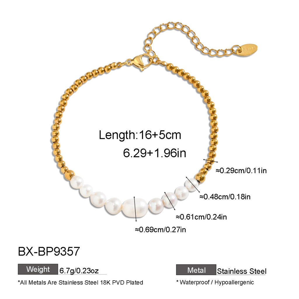 Baroque & Freshwater Pearl & Gold-Tone Beaded Bracelet