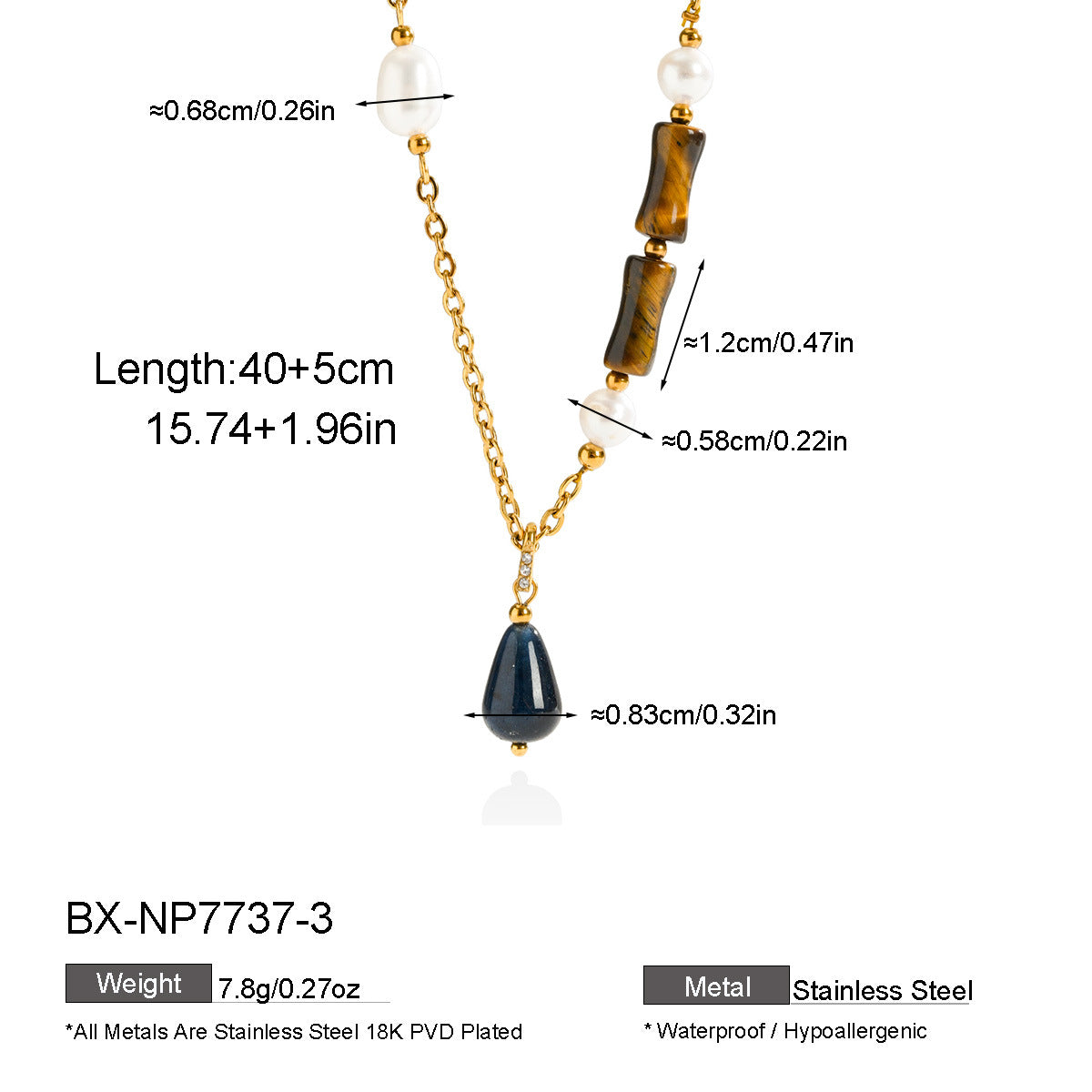 Freshwater Pearl & Natural Stone Pendant Necklace - Purlstique