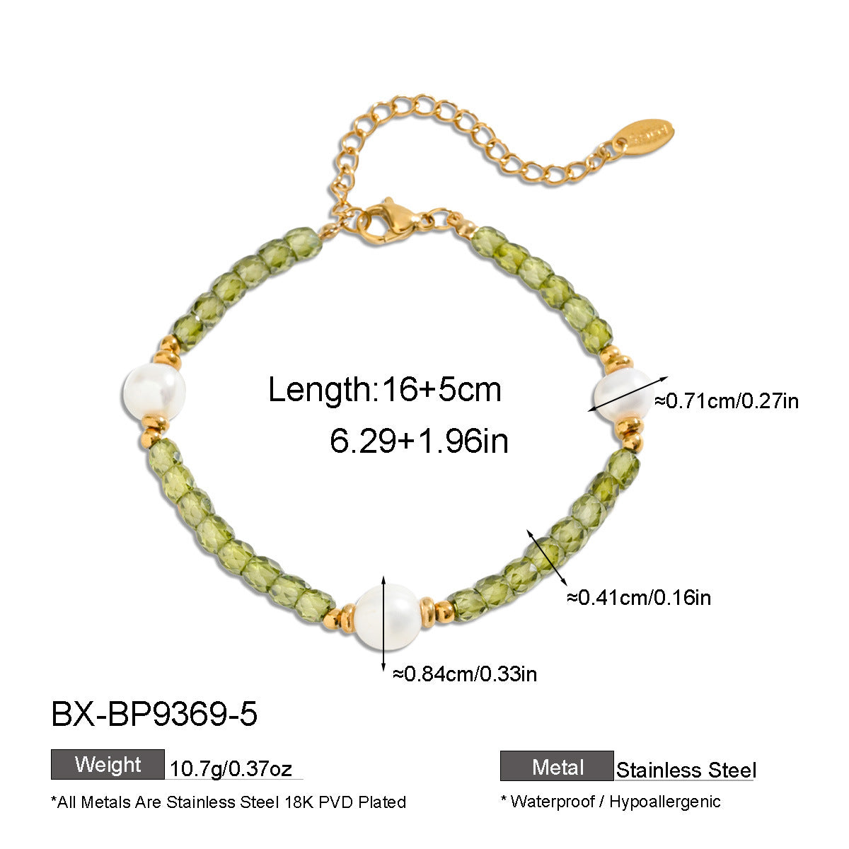 Freshwater Pearl & Coloured Zircon Bracelet - Purlstique