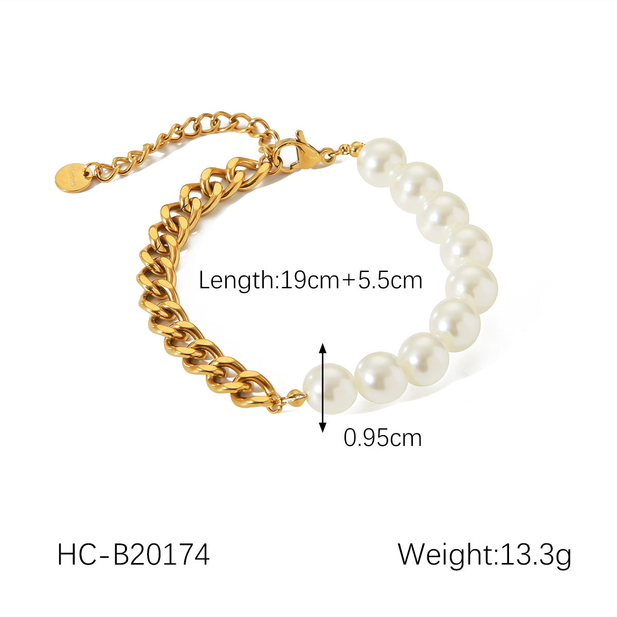 Freshwater Pearl & Gold-Tone Stainless Steel Bracelet