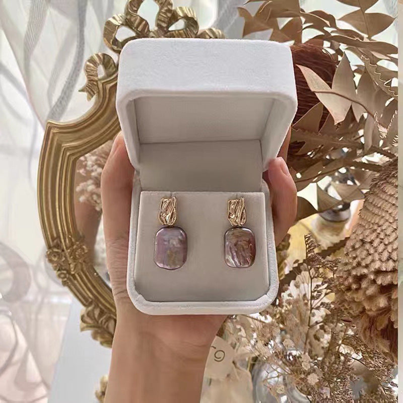 Rectangular Baroque Freshwater Pearl Drop Earrings
