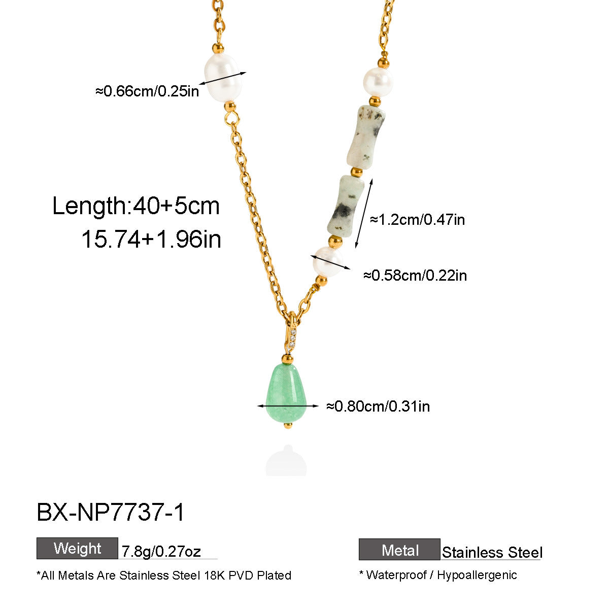 Freshwater Pearl & Natural Stone Pendant Necklace