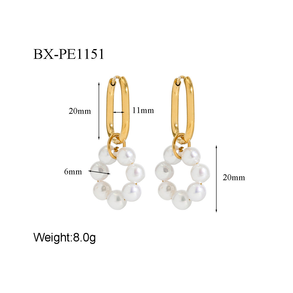 Freshwater Pearl Drop Earrings in 18K Gold-Plated Stainless Steel - Purlstique