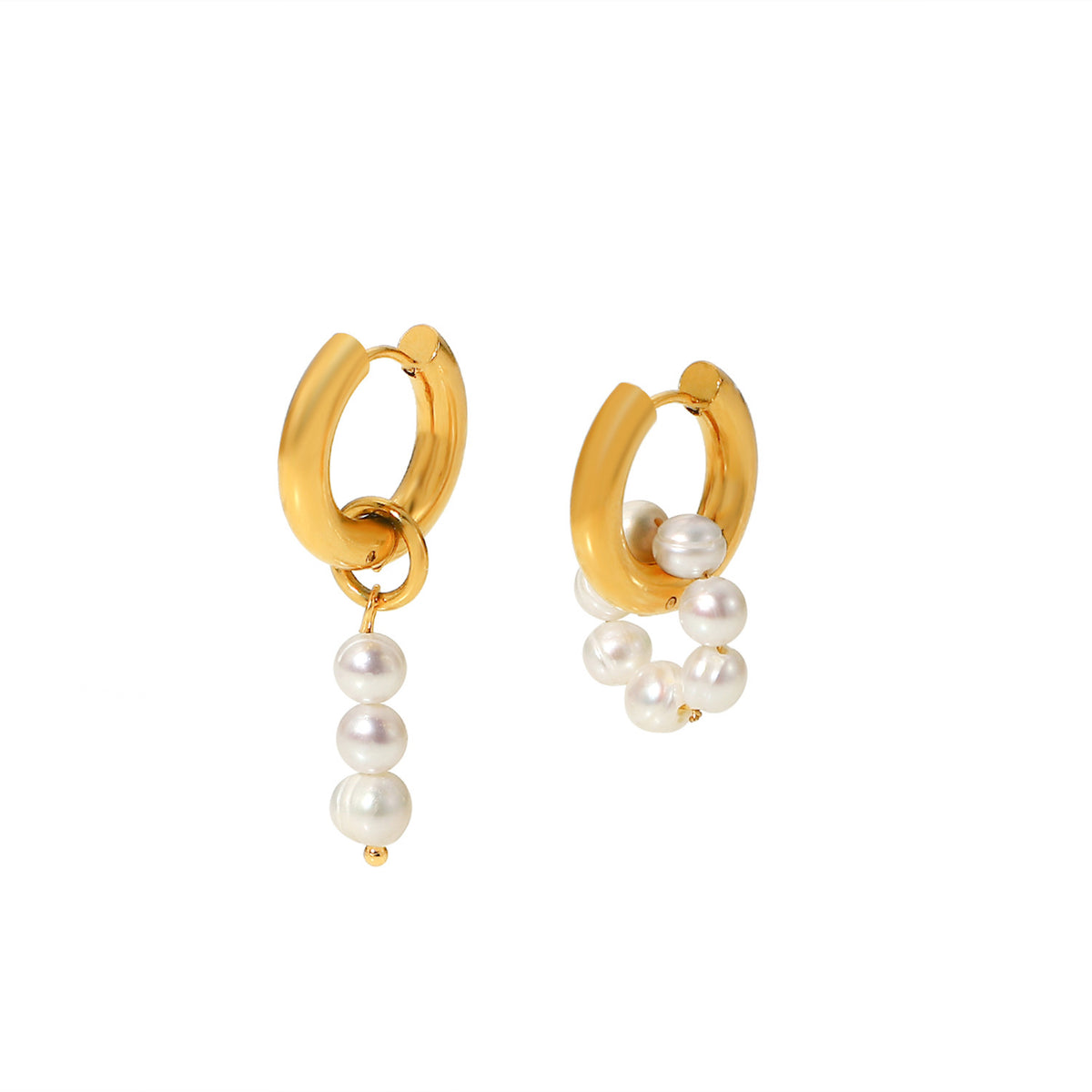 Mother-of-Pearl & Freshwater Pearl Necklace  18K PVD Gold-Plated Stainless Steel