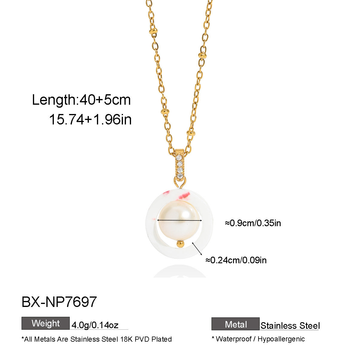 Baroque Freshwater Pearl & Zircon Pendant Necklace - Purlstique