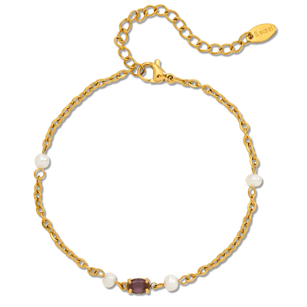 Freshwater Pearl & Oval Zircon Bracelet