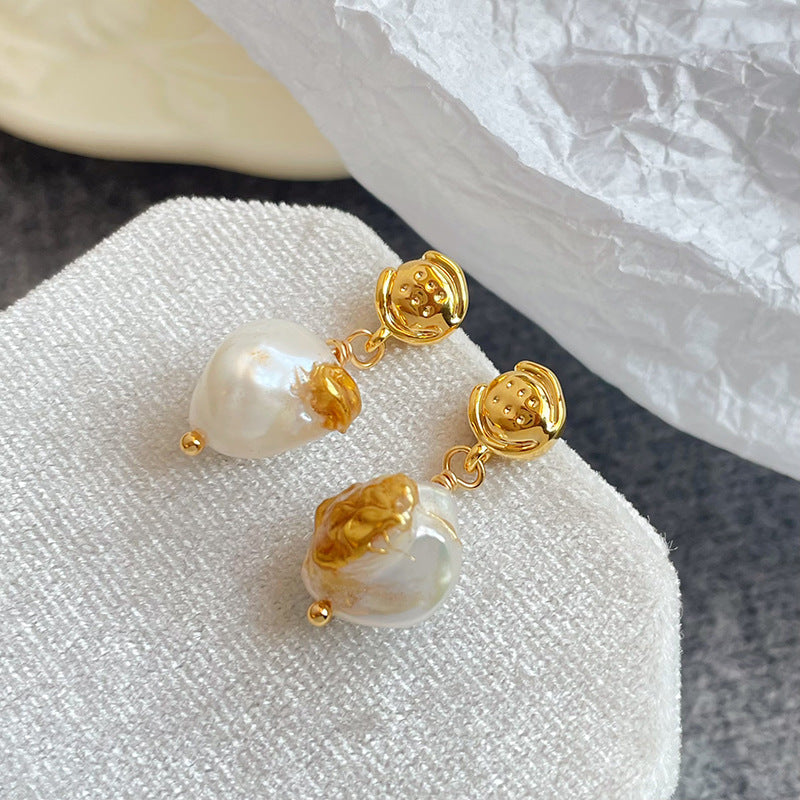 Baroque Freshwater Pearl Drop Earrings | 925 Silver | Gold Plated | French Vintage Style