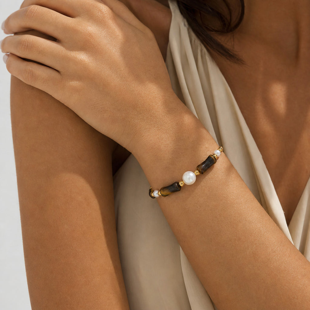 Freshwater Pearl & Natural Stone Beaded Bracelet