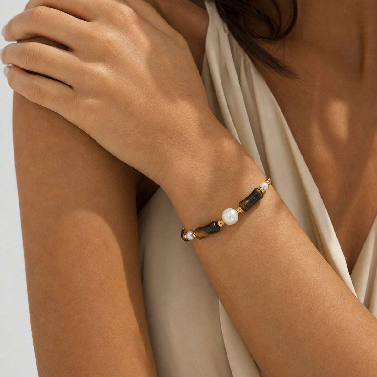 Freshwater Pearl & Natural Stone Beaded Bracelet