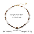 Freshwater Pearl & Tiger Eye Beaded Necklace