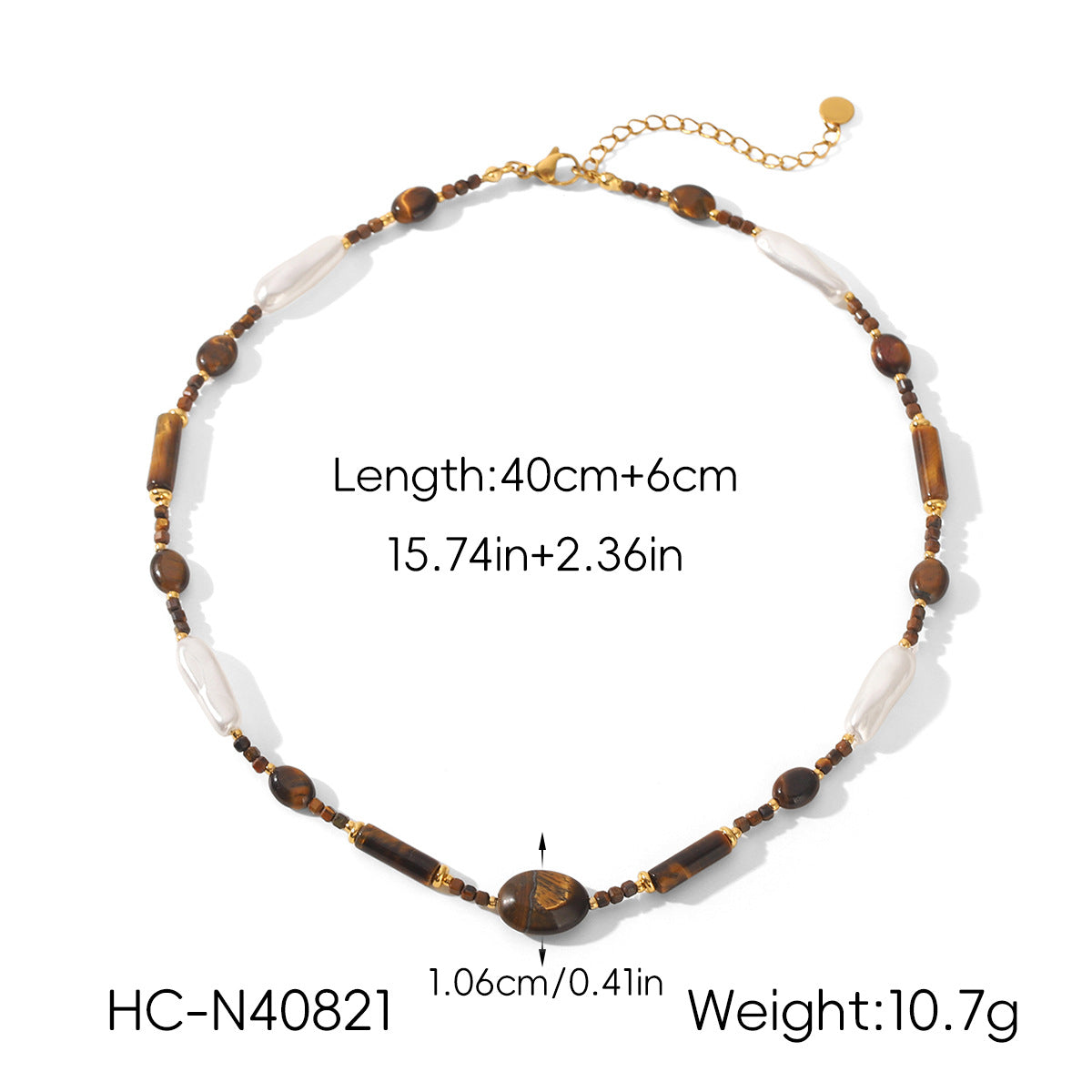 Freshwater Pearl & Tiger Eye Beaded Necklace