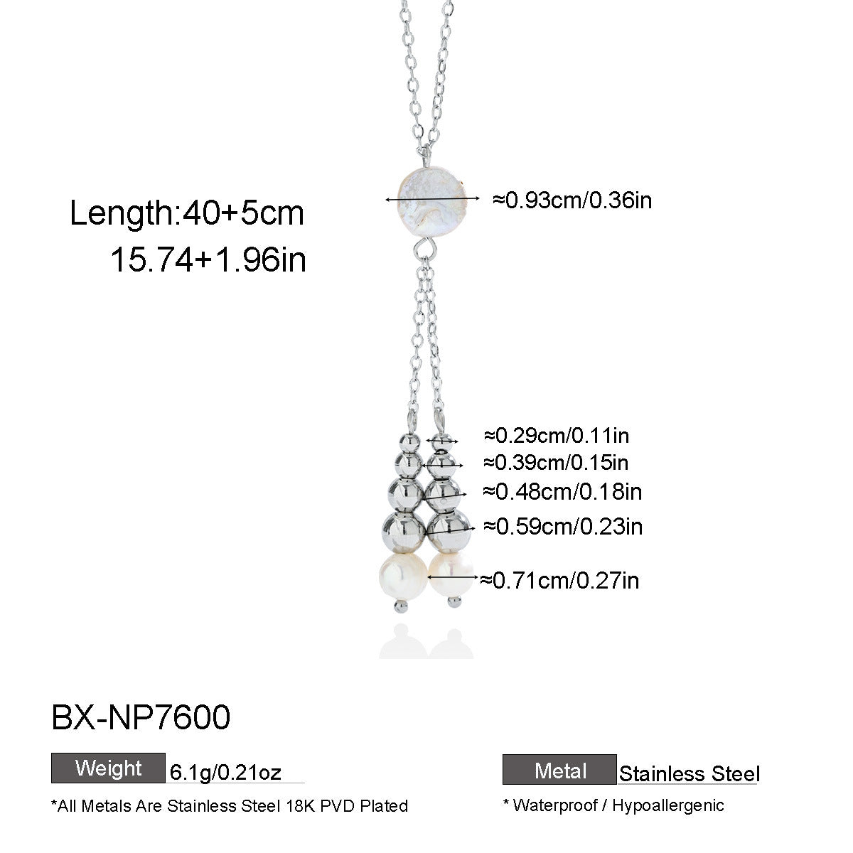 Freshwater Pearl Silver-Tone Chain Necklace - Purlstique