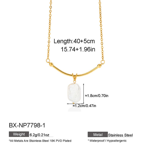 Baroque Freshwater Pearl Curved Bar Necklace