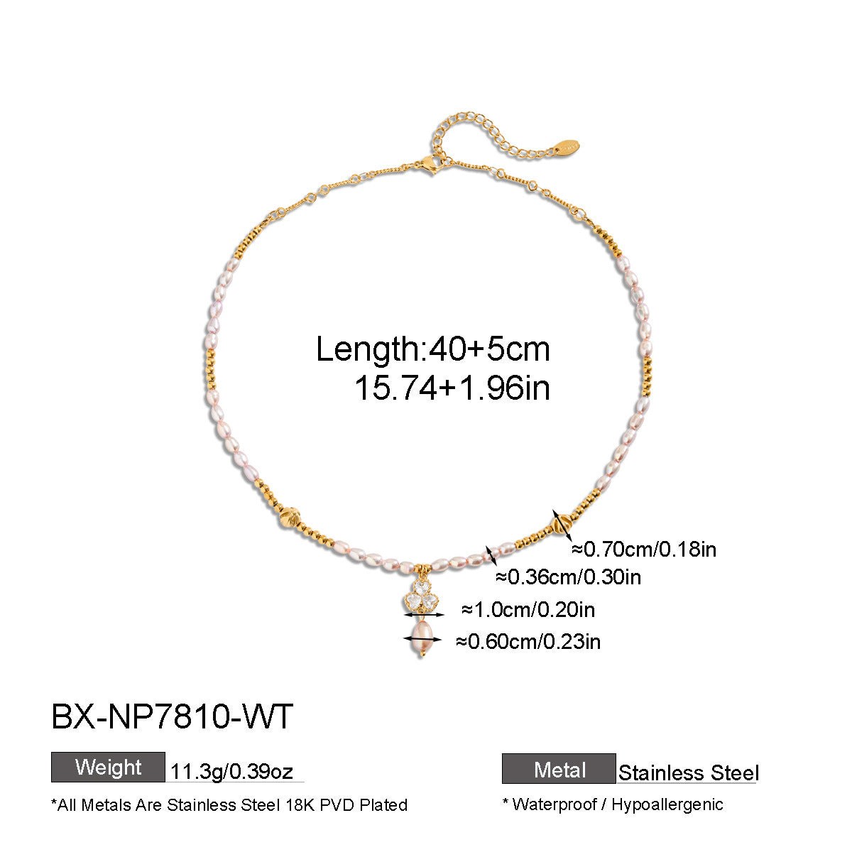 Freshwater Pearl & Zircon Floral Pendant Necklace - Purlstique