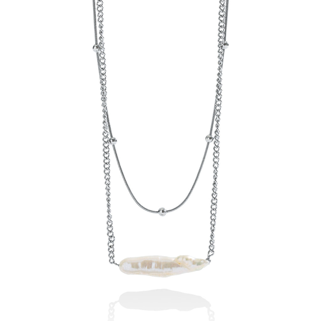 Freshwater Pearl Silver-Tone Chain Necklace