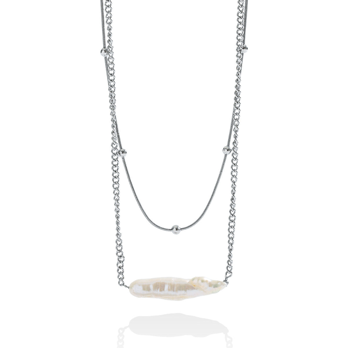 Freshwater Pearl Silver-Tone Chain Necklace