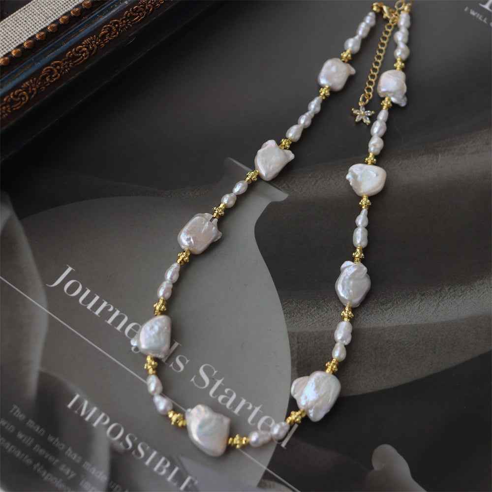 Cultured Pearl & Mother-of-Pearl Beaded Necklace | Vintage Inspired