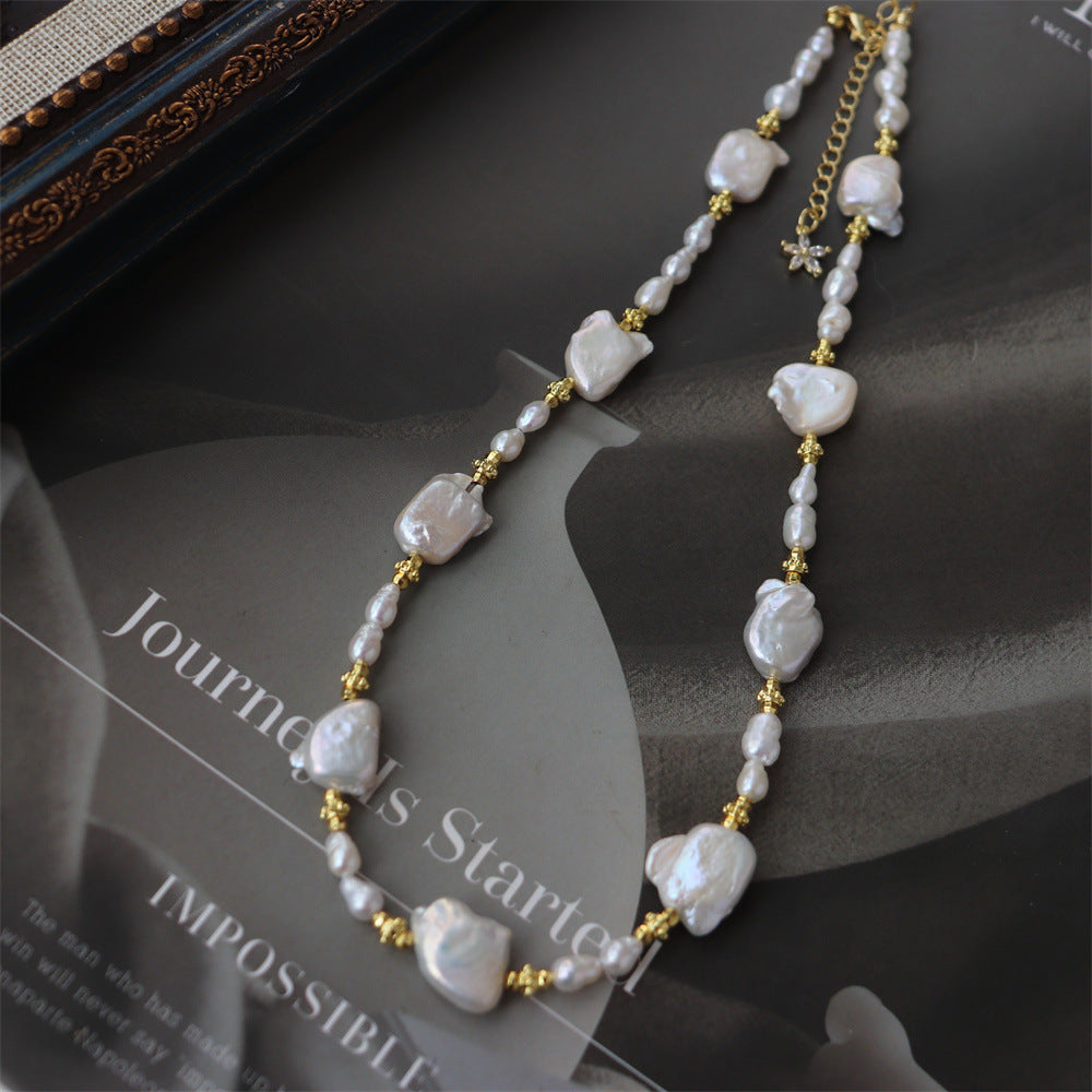 Cultured Pearl & Mother-of-Pearl Beaded Necklace | Vintage Inspired