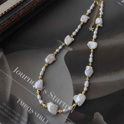 Cultured Pearl & Mother-of-Pearl Beaded Necklace | Vintage Inspired