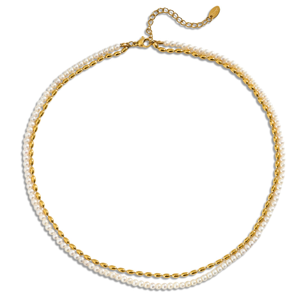 Freshwater Pearl Double-Layer Pendant Necklace